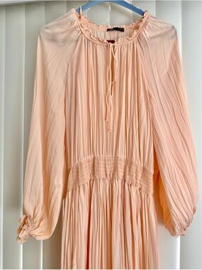 ZARA Peach Pink Maxi Pleated Voluminious Dress Size M